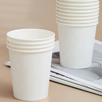 Vente en gros d'usine, gobelets en papier jetables écologiques à paroi simple de 12 oz, avec logo personnalisé imprimé
