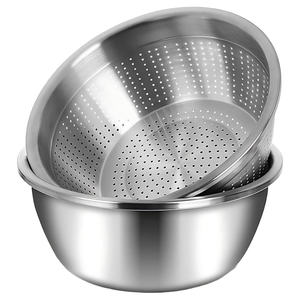 Passoire de cuisine en acier inoxydable avec égouttoir pour riz et bassine de lavage multifonctionnelle - Product Image 1