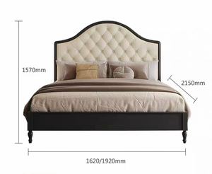 Europeo francese retrò letto in legno massello parigi doppio <span class=keywords><strong>1</strong></span>.8m semplice camera da letto antica morbida borsa con letto tappezzeria di stoccaggio della metà del secolo - Product Image 6