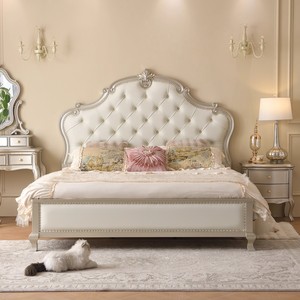 Lit de Luxe Léger Français <span class=keywords><strong>King</strong></span>/Queen avec Rangement, Cadre Confortable en Cuir Rembourré et Gain de Place pour Chambre Parentale - Product Image 2