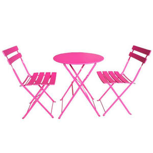 Juego <span class=keywords><strong>de</strong></span> mesa plegable <span class=keywords><strong>de</strong></span> metal estilo bistró <span class=keywords><strong>de</strong></span> 3 piezas moderno, alta capacidad, ligero, para jardín, parque, muebles <span class=keywords><strong>de</strong></span> hierro para exteriores - Product Image 1