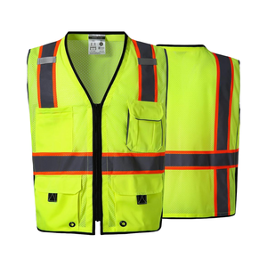 SKSAFETY Gilet de sécurité professionnel 10 poches, gilet de sécurité haute visibilité classe 2 avec fermeture éclair, gilet haute visibilité avec - Product Image 1