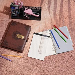 Lucchetto A5 raccoglitore diario a spirale Portfolio pianificatore per Notebook a spirale riutilizzabile carta a righe per appunti per appunti Organizer - Product Image 6