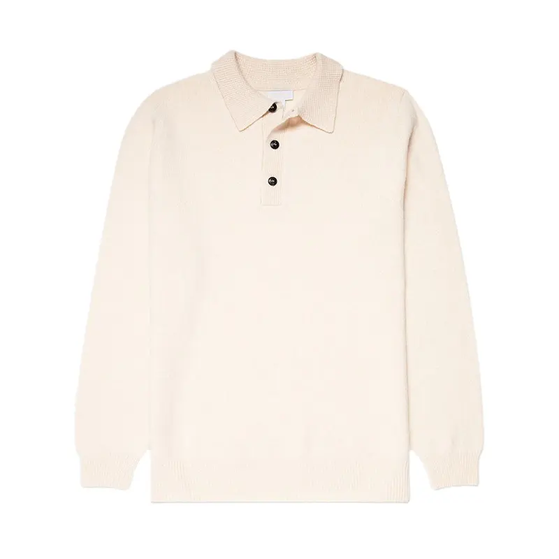 Hersteller maßge schneiderte hochwertige Herren Polo Shirt Half Button Collar Langarm Strick pullover