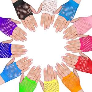 ถุงมือนีออนแบบไม่มีนิ้วสำหรับผู้หญิง-80S 90s เครื่องประดับตาข่ายสั้น - Product Image 1