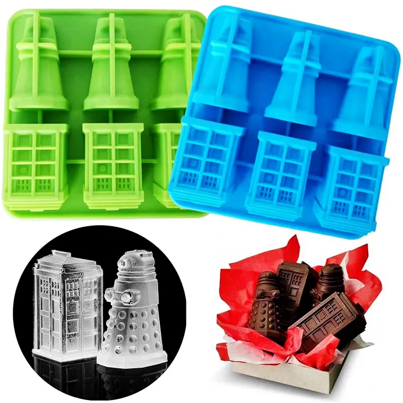 Doctor Ice Cube Trays, TARDIS & Daleks Silicone Ice Mold Safe Silicone DIY Chocolate Mold