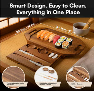 Plateau à <span class=keywords><strong>sushi</strong></span> en bois multifonctionnel, vente en gros, léger, plateau de service pour la nourriture, pour la maison, le restaurant, les fêtes - Product Image 2