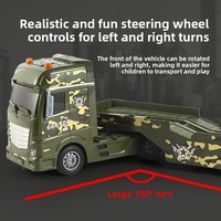 Camion de transport de chars géants 65 cm, modèle de véhicule militaire, pack méga avec hélicoptère, remorque plateau, son et lumière pour jeu de rôle