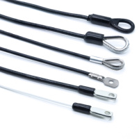 Perakitan kabel tali kawat baja tahan karat kualitas tinggi berlapis PU/PVC dengan kait logam ganda