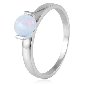 yunnique <b>Silver</b> <b>Opal</b> <b>Ring</b> Women's Prong Setting Ball Shape Jewelry Gift Fashion <b>Ring</b> - Product Image 1