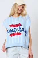 Nouveau Design Game Day Gilets pour femmes Gilet à col rond avec broderie de baseball Gamday