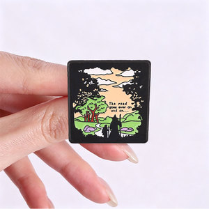 Pin Enamel Custom The Road Goes Ever On, Kutipan Tolkien LOTR, Lencana Logam Bergaya Lukisan Minyak Lanskap, Pin Kerah, Hadiah - Product Image 2