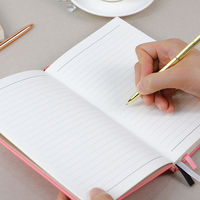 Agenda personnalisé à couverture rigide Journal en cuir PU avec logo estampage feuille colonne vertébrale droite