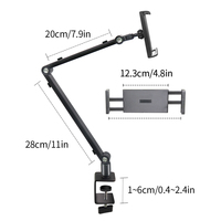 Support de téléphone à pince pour bureau avec rotation à 360° °   Support de tablette universel à bras flexible rotatif avec pince en C (1-6 cm) pour bureau et lit OEM