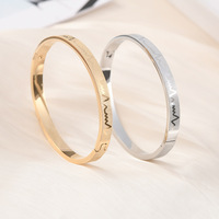Vente en gros de haute qualité en acier inoxydable plaqué or 18 carats Bracelet Ecg en forme de cœur Bracelet minimaliste personnalisé Cadeau unique pour couple