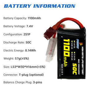 PONFLY <span class=keywords><strong>1100mAh</strong></span> 50C 2S 7,4 V batería de coche RC de alta calidad 3S 11,1 V <span class=keywords><strong>1100mAh</strong></span> batería Lipo para Rc modelo barco batería de polímero de litio - Product Image 3