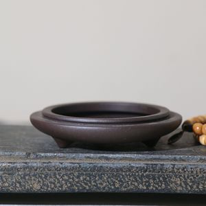 กระถางดอกไม้ดินเผาสีม่วงทำมือ สไตล์โบราณ ขนาดเล็ก ขาตั้งสามขา - Product Image 4
