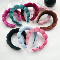 Headband Oval Beludru Wanita High-End Mewah Ringan Mahkota Tinggi Anti-Selip untuk Mencuci Muka Gaya Korea Musim Gugur Musim Dingin Cloud