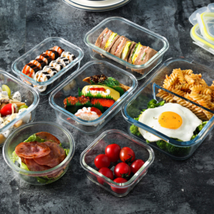 High Borosilicate Air Tight Glass food storage container with food grade plastic lid wholesale microwave safe lunch box jar