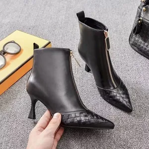 big size sexy pointed toe Stiletto mature sexy women high heels ankle boots for women