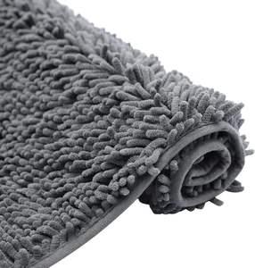 Tapis de bain lavable, tapis de sol de douche en PVC antidérapant, tapis de salle de bain luxueux en microfibre chenille absorbant - Product Image 5