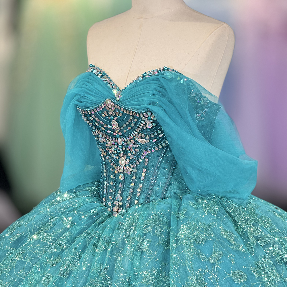 slim fit dress slacks Lovely Beaded Organza Ruffles Turquoise Quinceanera Dresses Ball Gowns –  alinanova main image 0