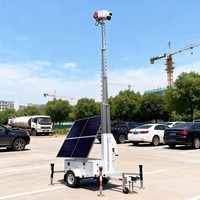 Remorque de surveillance CCTV solaire mobile portable avec mât manuel de 6 m et autonomie de 3 jours pour chantier, parking et site distant