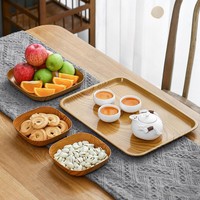 Usine en gros simple grain de bois os broche plat ensemble maison commerciale après-midi thé assiette de fruits noix collation assiette en plastique