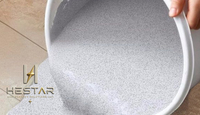 Peinture de sol en résine polyuréthane et époxy marbrée avec sable coloré et dioxyde de titane, revêtement liquide pour application sur les escaliers
