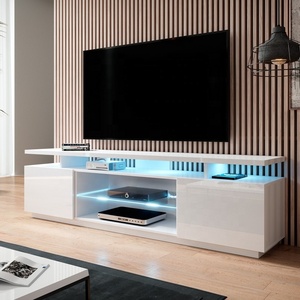 <span class=keywords><strong>Meuble</strong></span> <span class=keywords><strong>TV</strong></span> moderne haute brillance à éclairage <span class=keywords><strong>LED</strong></span>, <span class=keywords><strong>meuble</strong></span> multimédia flottant à prix d'usine pour meubles de salon - Product Image 3