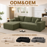 Canapé d'angle modulable en tissu personnalisé HUAJU pour salon, ensemble sectionnel en forme de L avec chaise longue, garni d'éponge