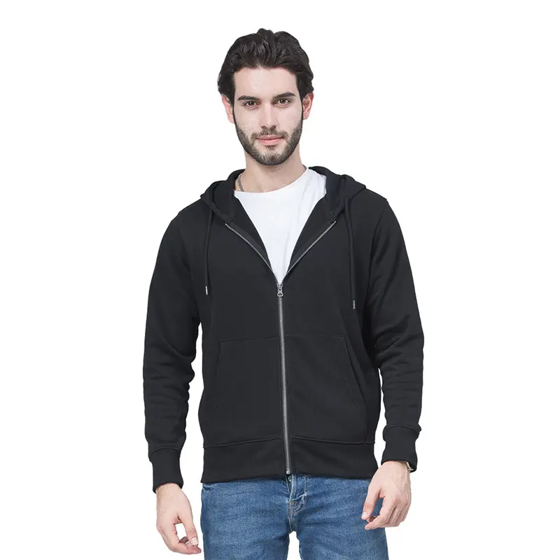 उच्च गुणवत्ता वाले कस्टम लोगो पुरुषों आकस्मिक हूडि जिपर ठोस रंग रिक्त वृहदाकार स्वेटर आरामदायक आउटडोर फैशन hooded कोट