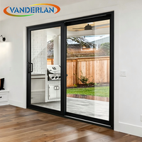 Portes coulissantes en verre trempé double à cadre étroit avec isolation thermique pour chambre à coucher et usage commercial, construction en alliage d'aluminium