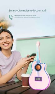 2024 nuevo altavoz inalámbrico con forma de guitarra de 10W, nuevo reloj despertador, LED Corlourful luz nocturna, altavoz portátil inalámbrico de gran volumen - Product Image 5