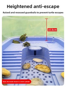 Moderno Acquario Compatto per Allevamento <span class=keywords><strong>Tartarughe</strong></span> con Piattaforma Prendisole, Facile Cambio <span class=keywords><strong>Acqua</strong></span>, Prevenzione Fuga, Separazione Rifiuti - Product Image 4