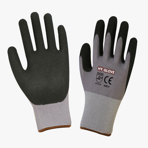 15 Gauge Seamless Grey Nylon Spandex Blended <strong>Glove</strong> 15G Sandy Nitrile Safety Work <strong>Gloves</strong> with Black Nitrile Sandy Palm Coating - Product Image 1