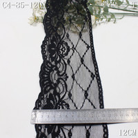 Ruban de dentelle noire florale non élastique de 7 cm de large, bordure festonnée pour la décoration de vêtements, couture de robes, vente en gros