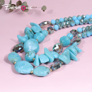 Collar de Cuentas Grandes de Acrílico Estilo Bohemio Azul Personalizado Bestone - Product Image 5