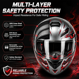 Casque de moto intégral DOT avec double visière, léger, modulaire, casque de moto rabattable - Product Image 2