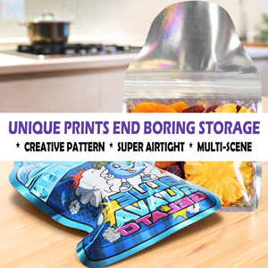 Sacs Mylar personnalisés à impression numérique, découpés sur mesure, de forme irrégulière, en plastique, avec fermeture éclair, pour 3,5g, 7g, 14g - Product Image 4