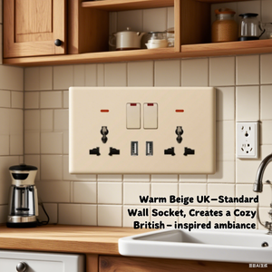 Fiko Anh Tiêu Chuẩn Vàng Thép Không Gỉ Tường Chuyển Đổi Ổ Cắm Với USB-A/C Nhanh Phí 16A Max. Hiện tại 250V Max. Điện Áp - Product Image 6