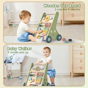 Trotteur d'apprentissage Montessori 5-en-1 tout-terrain en bois pour bébé, poussette trotteuse pour bébé, direct usine - Product Image 2