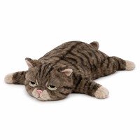 Peluche de chat gris tigré lestée avec design réaliste allongé, jouet en peluche doux pour soulager l'anxiété et le soutien sensoriel