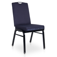 Chaise de banquet à dossier haut de style Hilton |   Siège rembourré gris |   Cadre en métal noir robuste pour hôtel/conférence