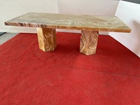 Tables de salle à manger Onyx miel translucide Calcite polie Arc-en-ciel Miel Sienne Table en marbre