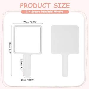 Espejo de Maquillaje Cuadrado de Mano 2026 con Impresión de Logotipo Personalizado, Espejo Cosmético Negro y Rosa con Características Personalizadas - Product Image 2