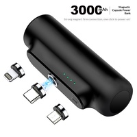 Chargeur portable magnétique mini personnalisable, batterie externe Micro USB Type C 3000mAh 3 en 1