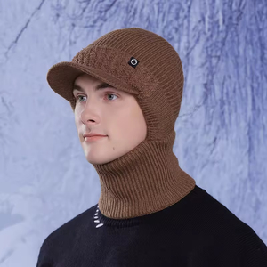 Balaclava en tricot côtelé personnalisé avec logo, visière intégrée, coupe-vent <span class=keywords><strong>thermique</strong></span>, masque intégral pour homme, idéal pour le ski et l'hiver - Product Image 4
