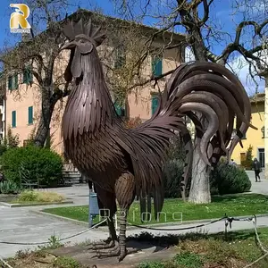 Estatua de bronce Jardin de tamaño real, estatua de gallo de bronce antiguo para jardín