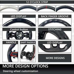 Volant 809 pour Mercedes-Benz C <span class=keywords><strong>E</strong></span> S GLC GLE GLS W205 W213 W222 X253 W166 W167 GLE300 en fibre de carbone et cuir perforé - Product Image 5